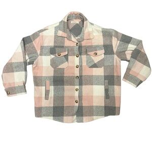 Plaid Pink and Gray Women's Jacket size M